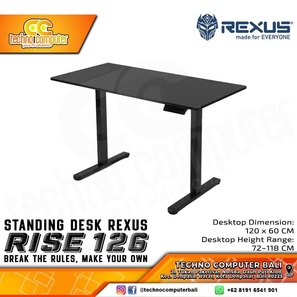 MEJA GAMING REXUS RISE RXD-126 BLACK GAMING DESK With Electric Adjustable Height