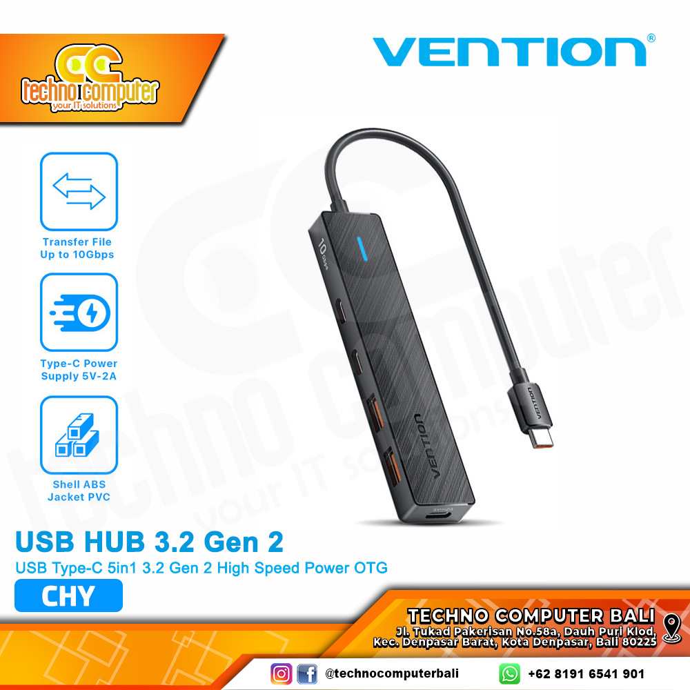 VENTION USB HUB Type-C 3.2 Gen 2 4x Port High Speed Power OTG - CHY 0.15M