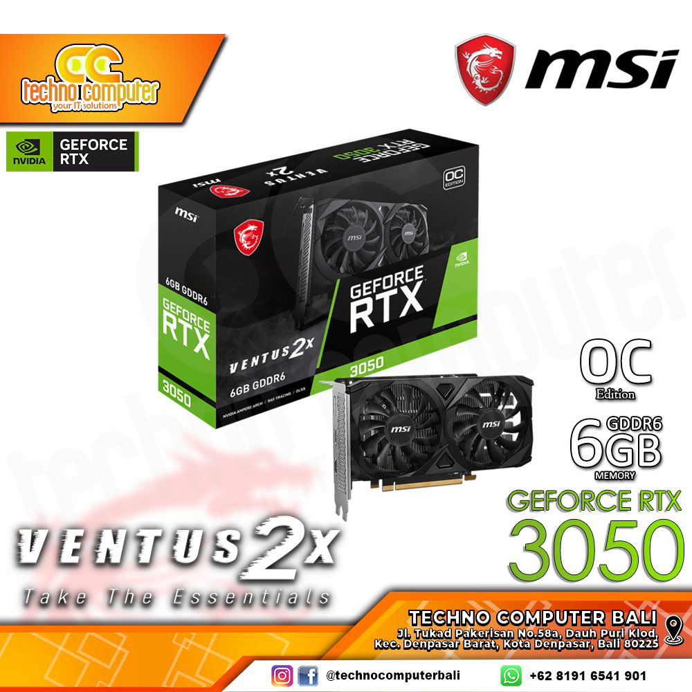 MSI NVIDIA GeForce RTX 3050 VENTUS 2X E OC Edition 6GB GDDR6