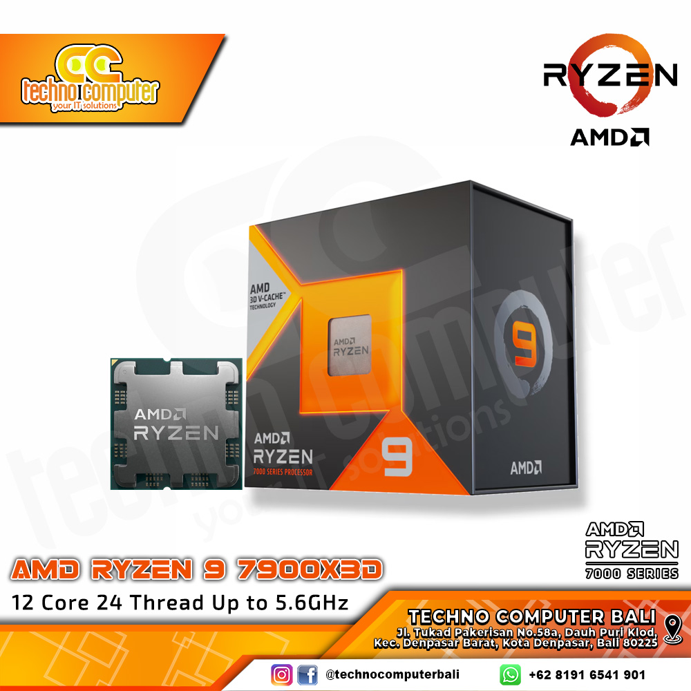 PROCESSOR AMD RYZEN 9 7900X3D - 12 Core 24 Thread Up to 5.6GHz - Socket AM5