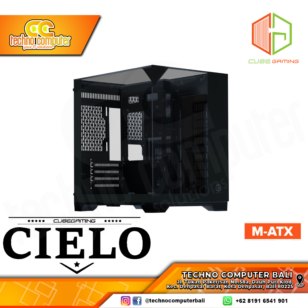CASING CUBE GAMING CIELO mATX Black - Mid Tower mATX Case Tempered Glass