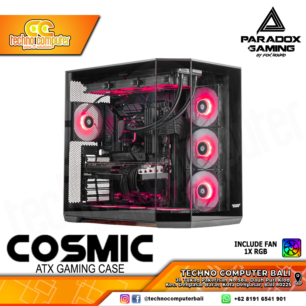 CASING PARADOX GAMING D60 COSMIC - Mid Tower ATX Case Tempered Glass (Free 1x RGB Fan)