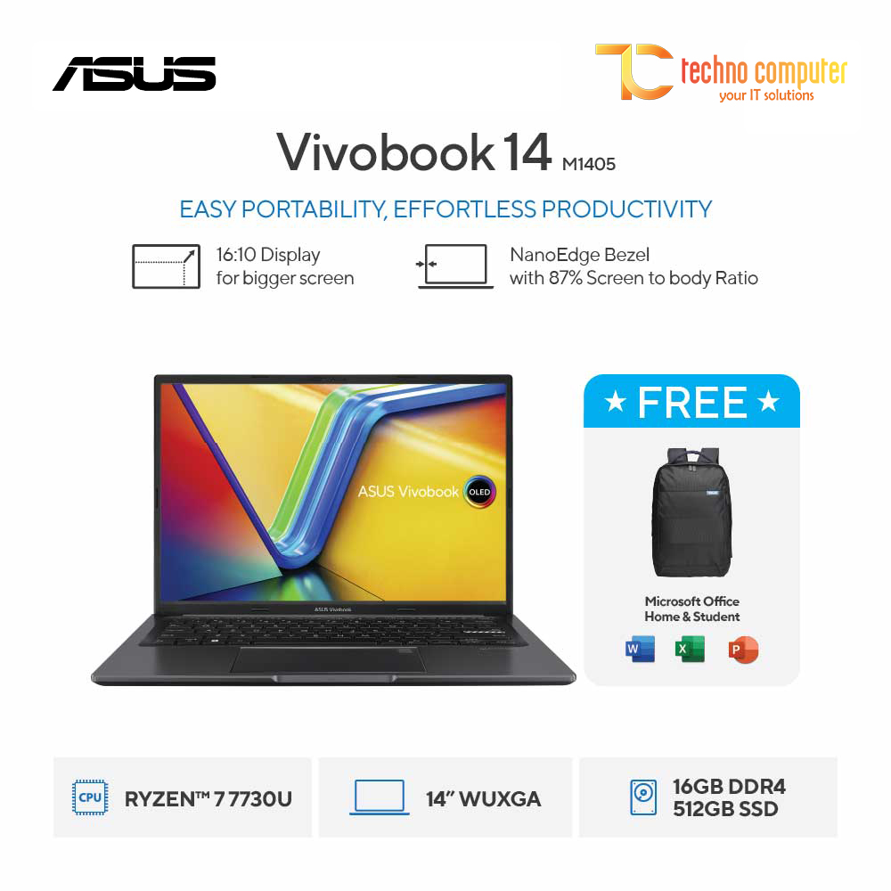 ASUS VivoBook 14 [M1405YA-VIPS751] AMD Ryzen 7 7730U/RAM 16GB/SSD 512GB/AMD Radeon/Win11