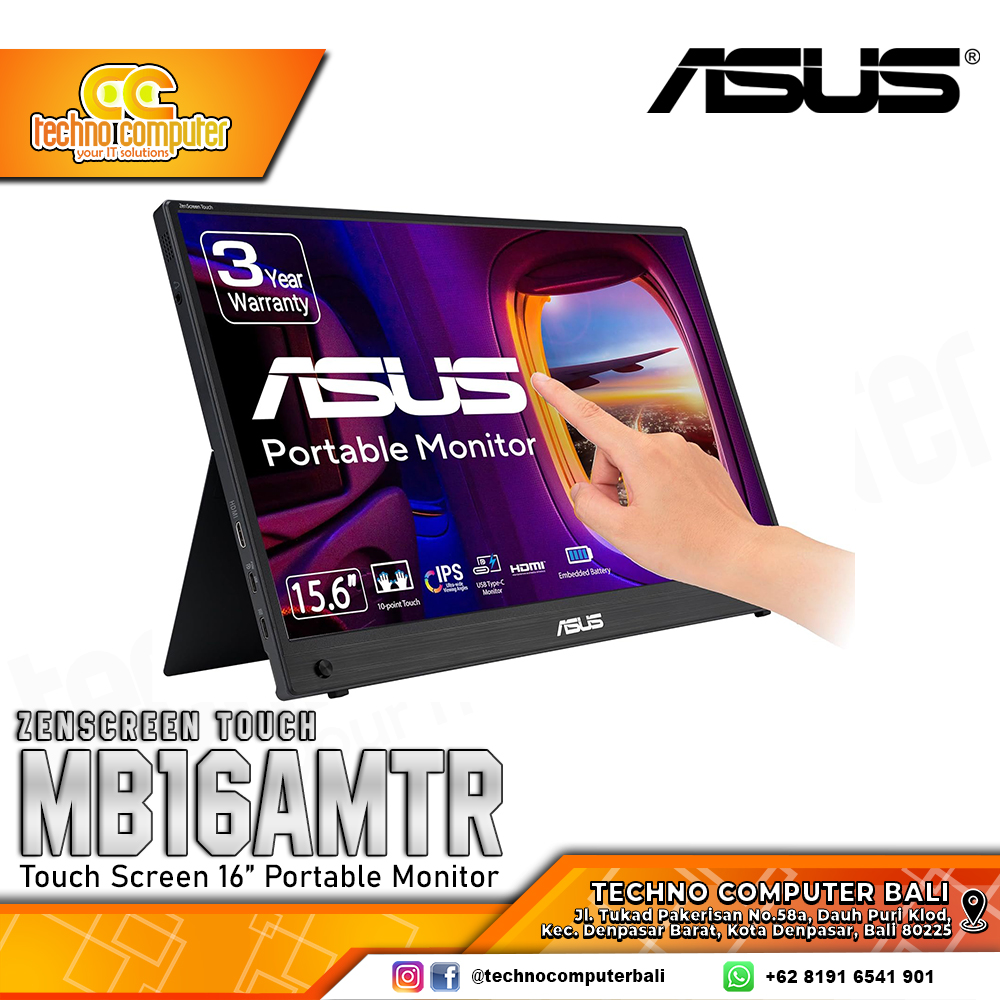 ASUS ZenScreen Touch MB16AMTR Portabel Monitor - 15,6 inch, FHD (1920 x 1080), IPS, 60Hz