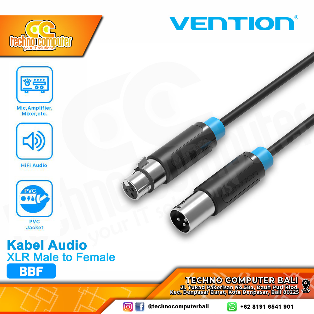 VENTION KABEL AUDIO XLR Male to Female PVC Black - BBF 3M