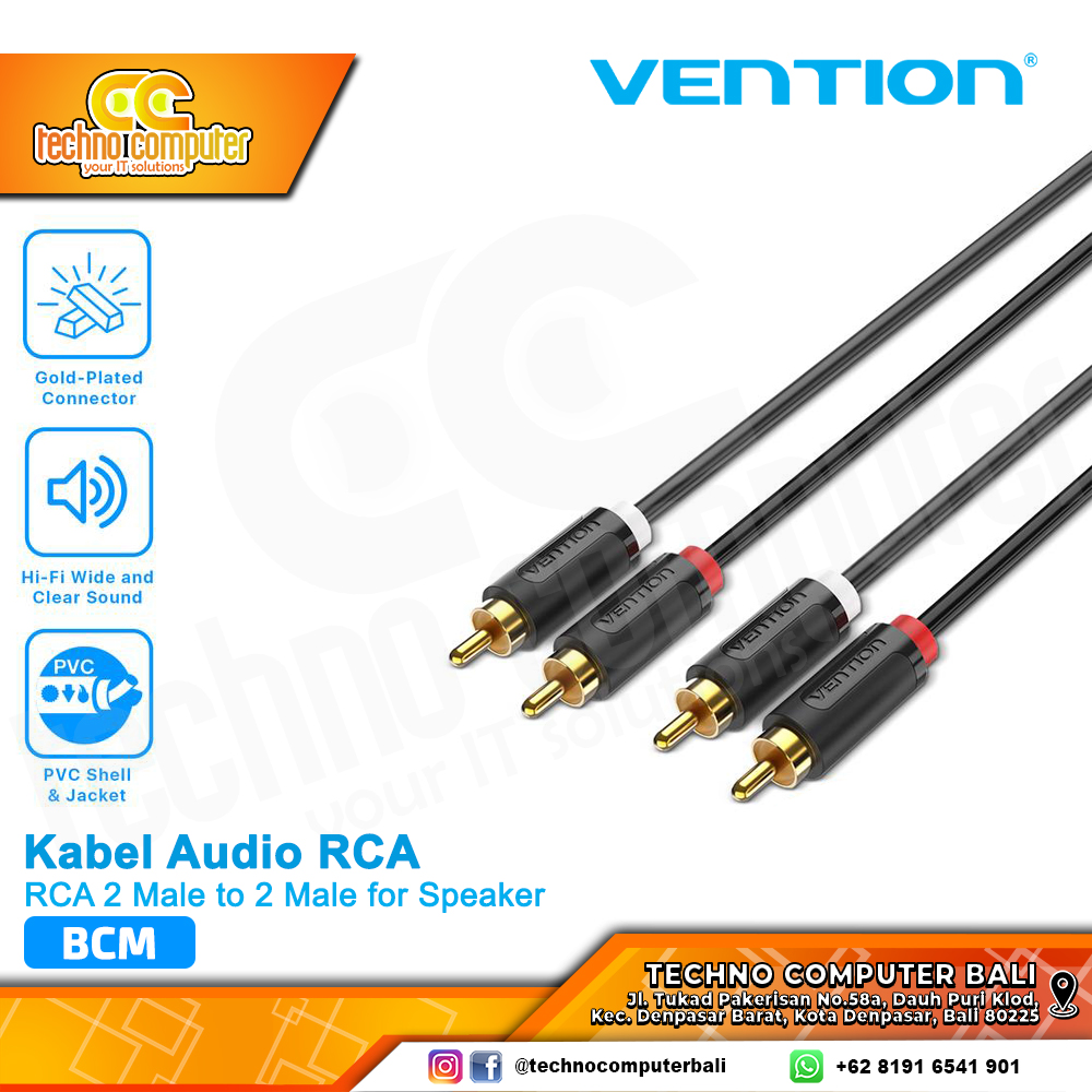 VENTION KABEL AUDIO RCA 2 Male to 2 Male for Speaker PVC - BCM 1.5M