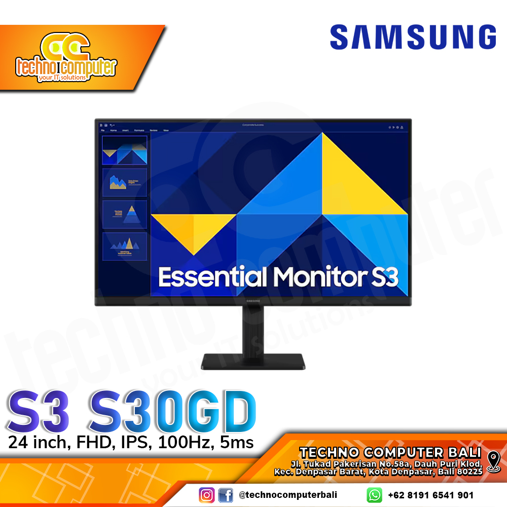 SAMSUNG S3 S30GD Essential Monitor - 24 inch, FHD (1920 x 1080), IPS, 100Hz, 5ms