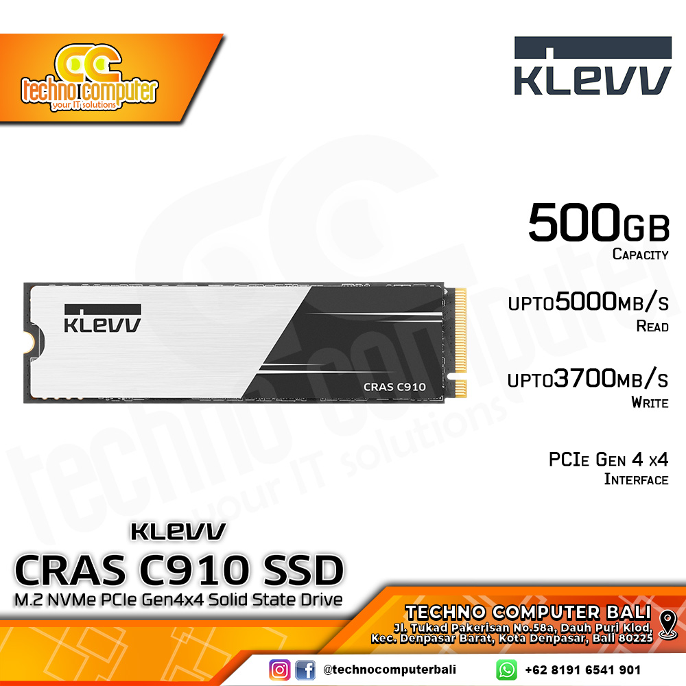 SSD KLEVV CRAS C910 M.2 NVMe 2280 PCIe Gen4 x4 - 500GB