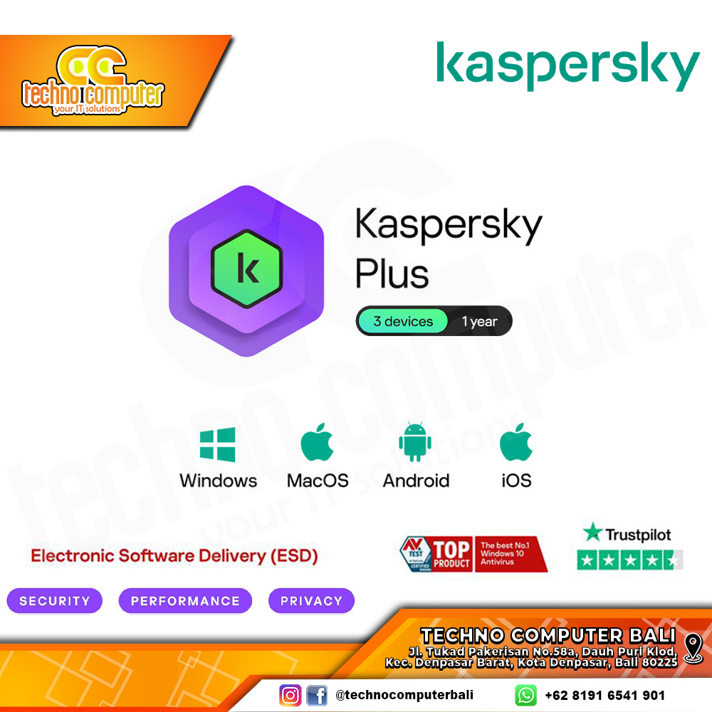 ANTIVIRUS KASPERSKY PLUS - 3 USER 1 YEAR (Scratch Card)