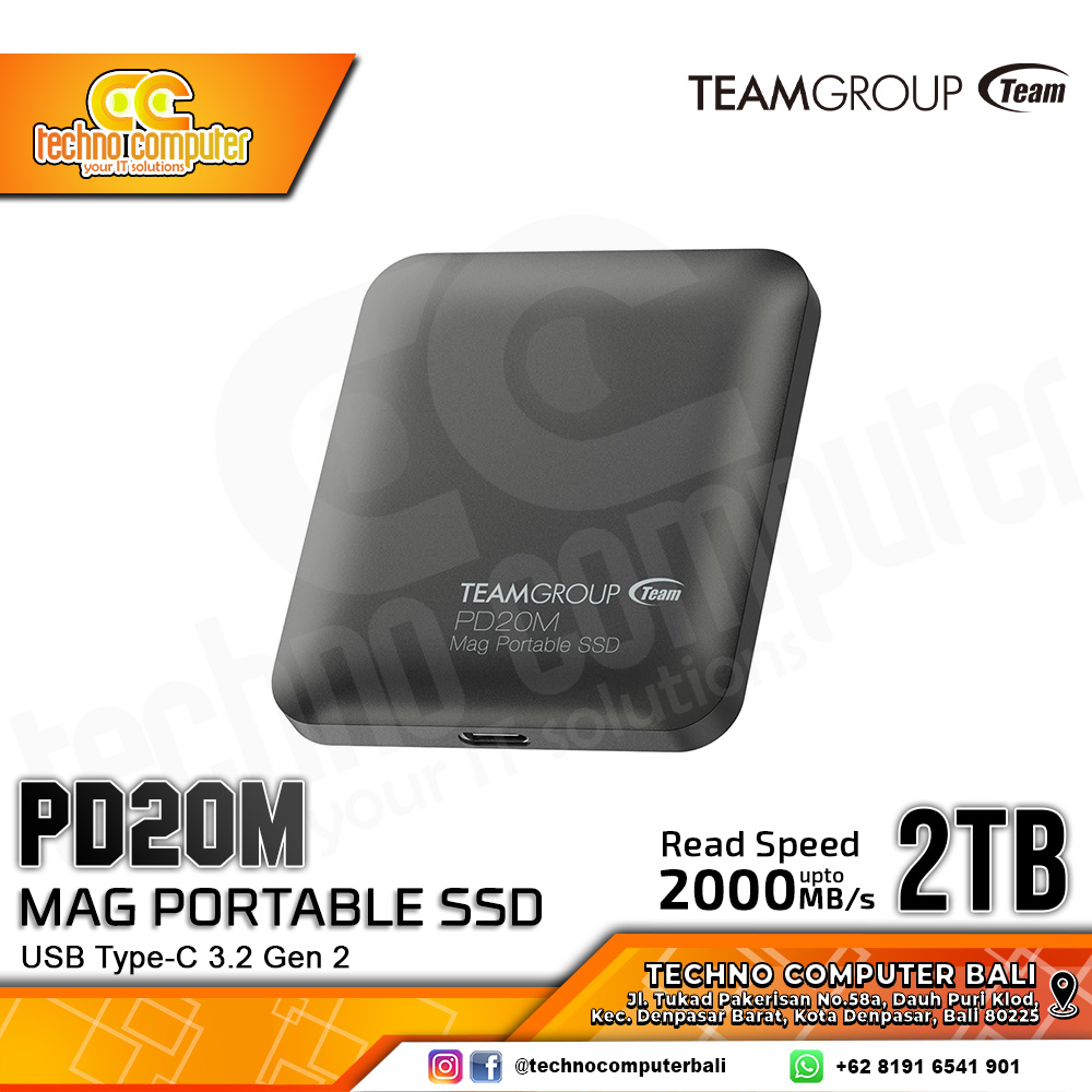 SSD EXTERNAL TEAM PD20M Mag PORTABLE SSD - Up to 2.000MB/s, USB Type-C 3.2 Gen2 x2 - 2TB