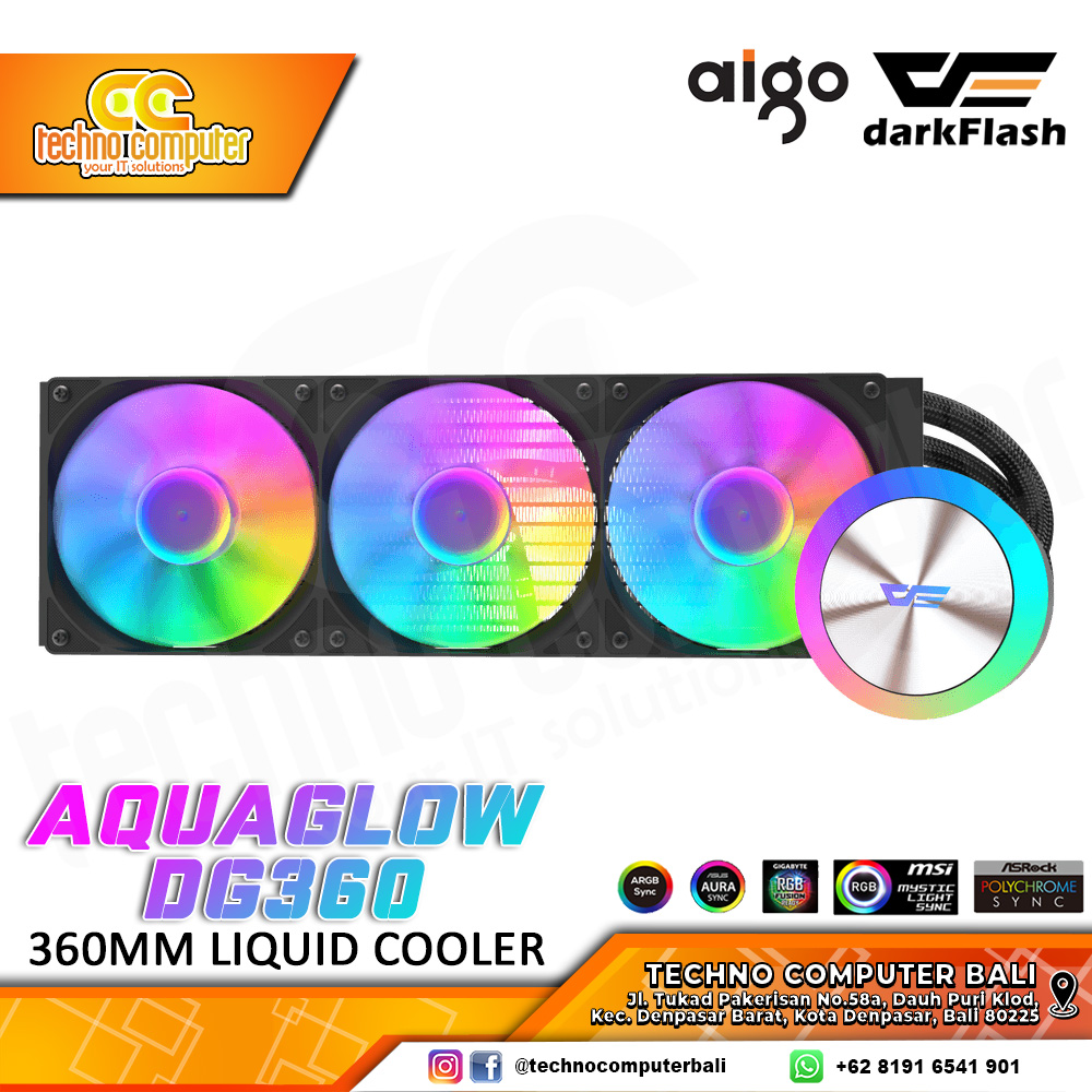 DARKFLASH AQUAGLOW DG360 ARGB Black - CPU Cooler - 360mm AIO Liquid Cooler