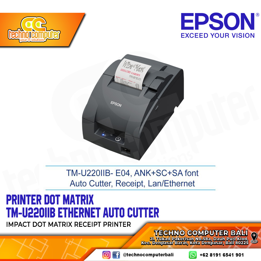 PRINTER KASIR Dot Matrix EPSON TM-U220IIB - E04/432 Ethernet LAN Auto Cutter
