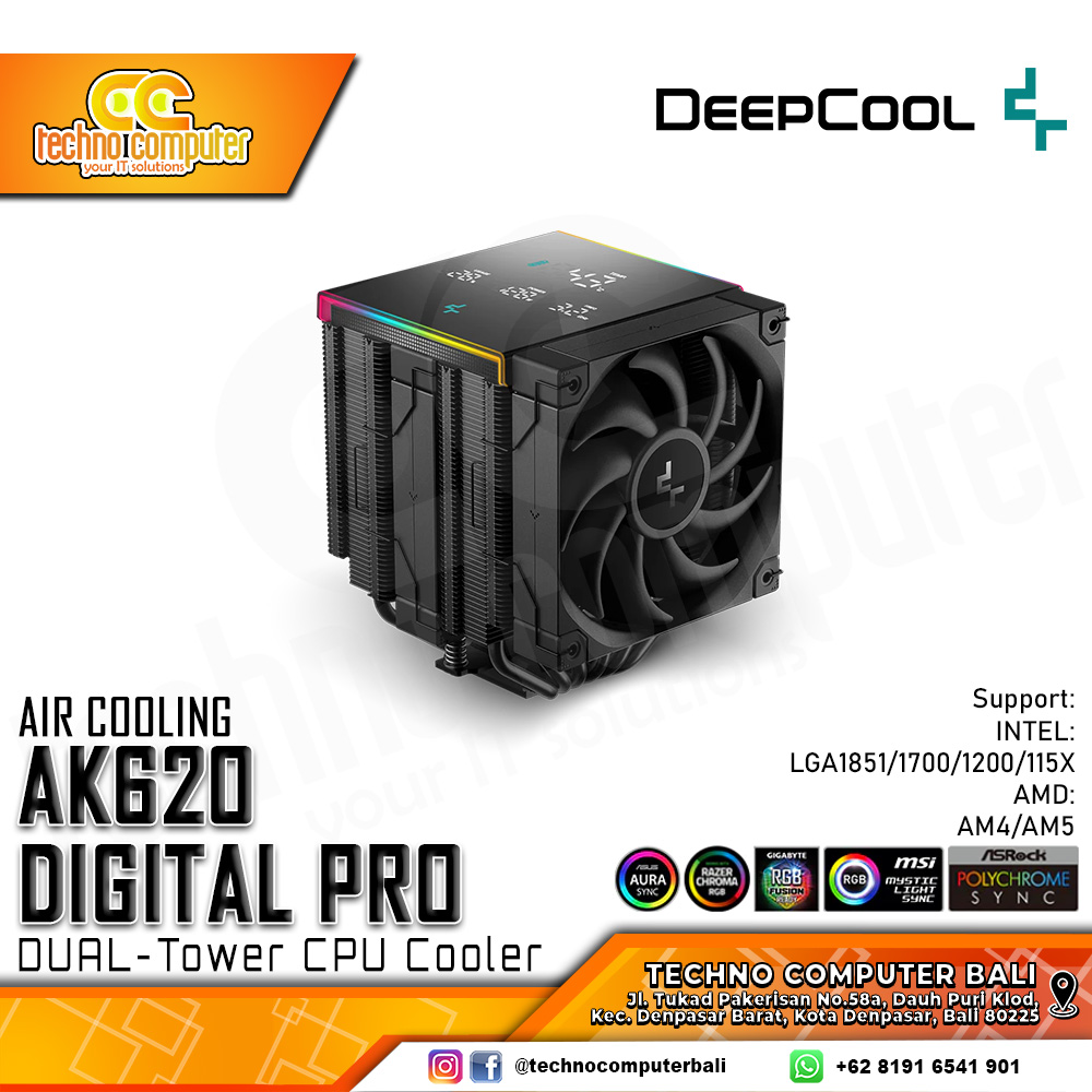 DEEPCOOL AK620 Digital Pro Black - CPU Cooler - 120mm Air Cooler