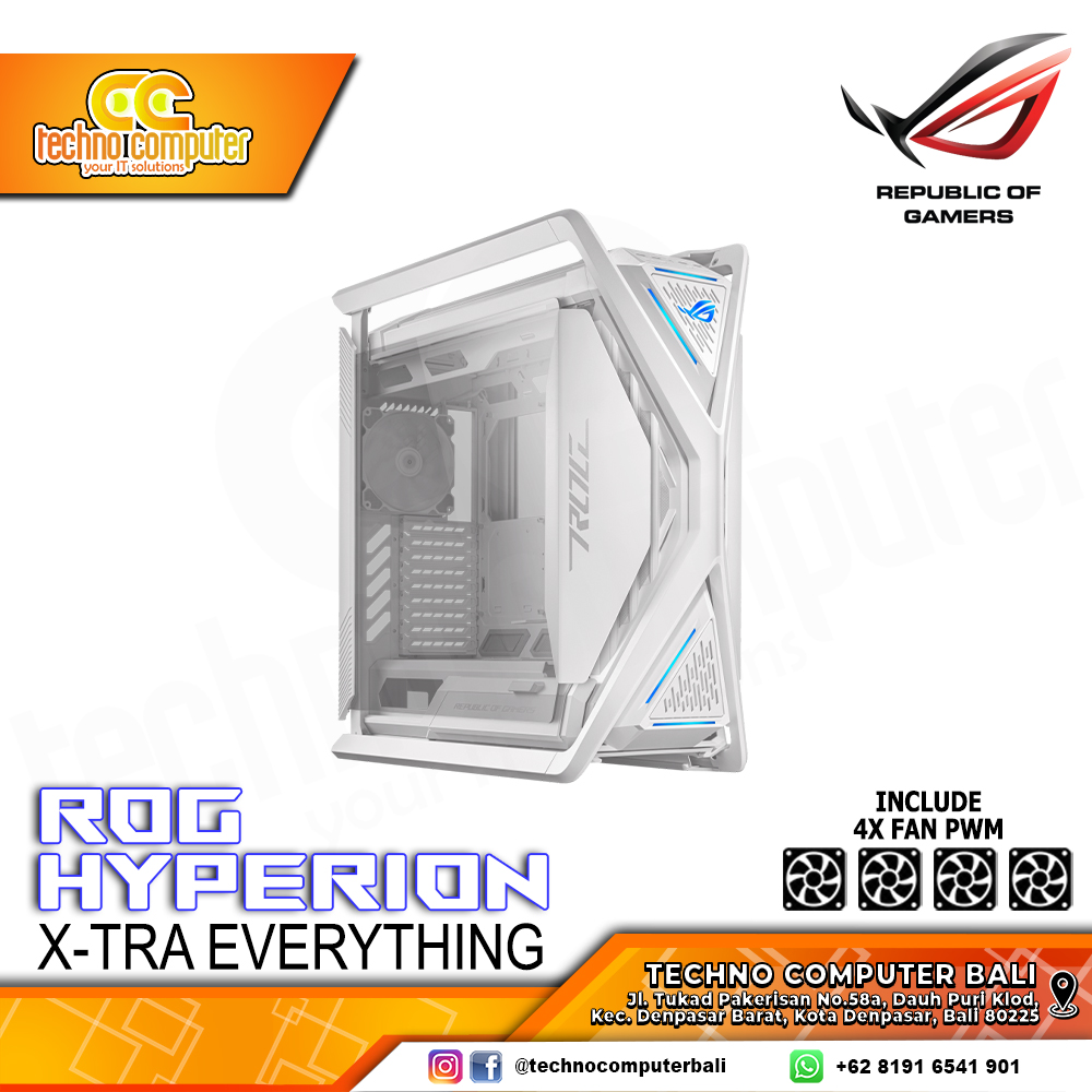 CASING ASUS ROG HYPERION GR701 White Edition - Full Tower E-ATX Case Tempered Glass (Free 4x PWM Fan