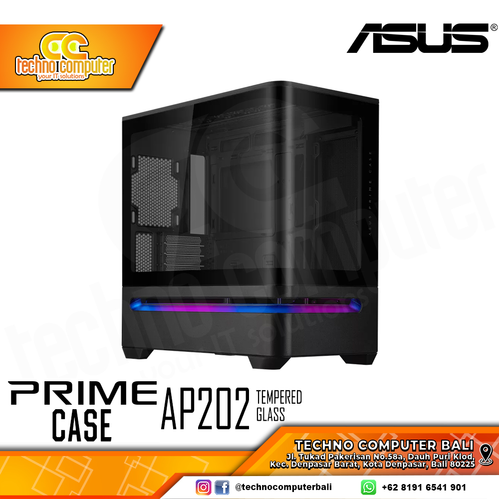 CASING ASUS PRIME AP202 TG Black - Small Tower mATX Tempered Glass Case
