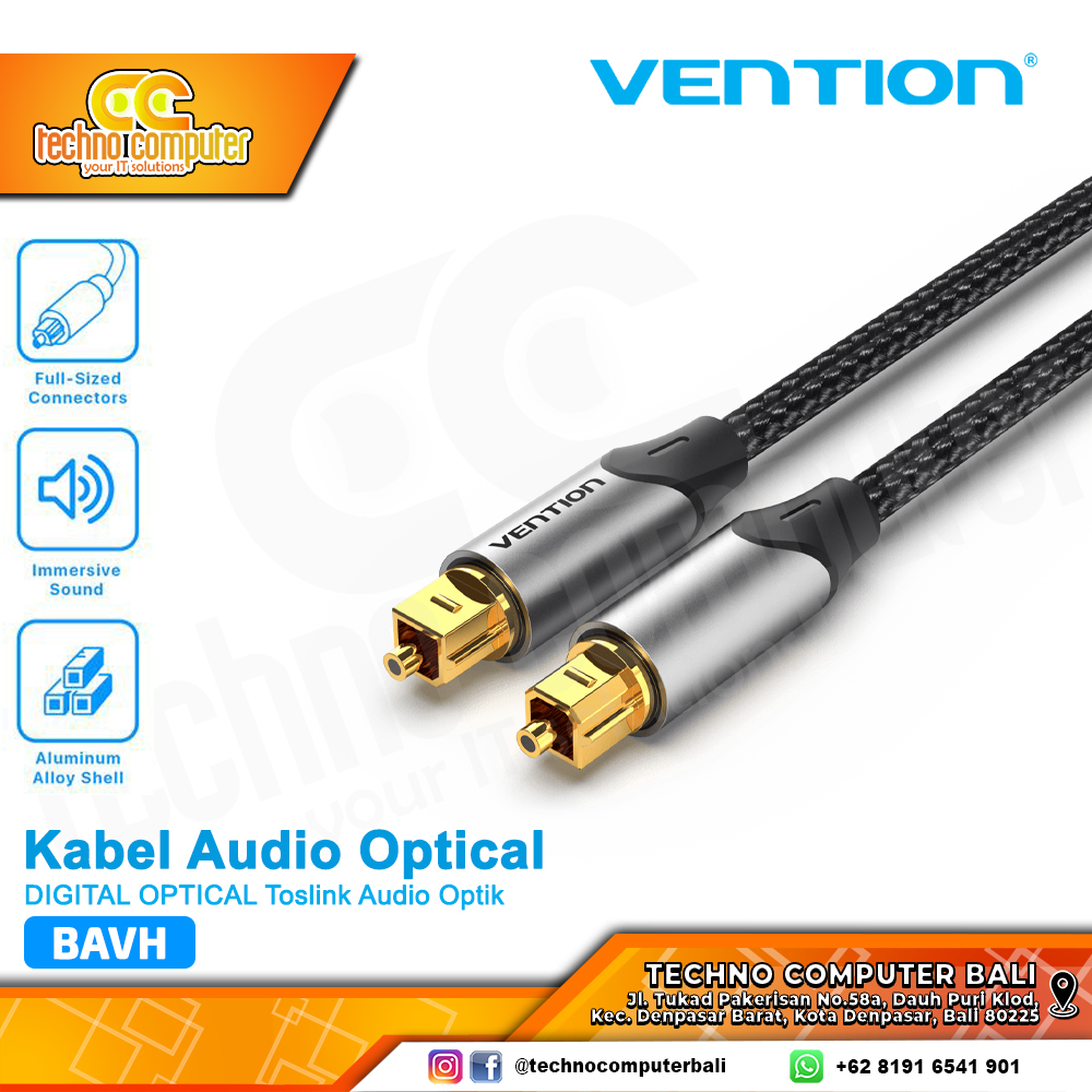 VENTION KABEL AUDIO DIGITAL OPTICAL Toslink Audio Optik Metal Braided Gray - BAVH 2M