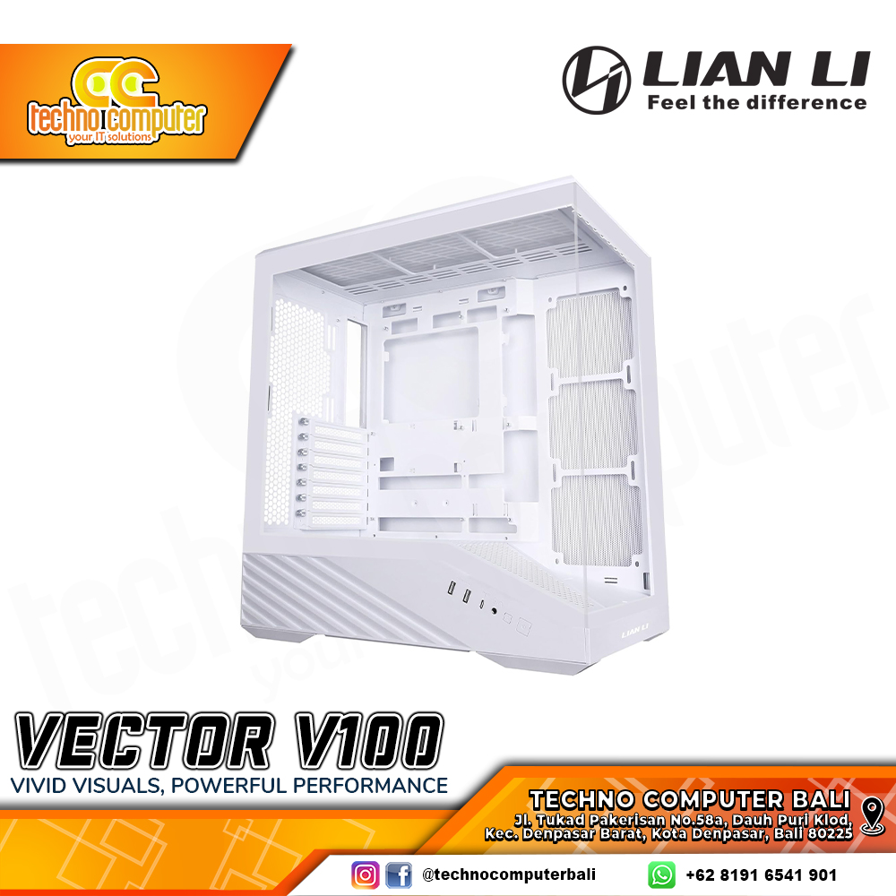 CASING LIAN LI VECTOR V100 White - Mid Tower ATX Case Tempered Glass