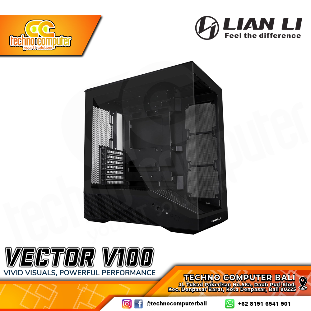 CASING LIAN LI VECTOR V100 Black - Mid Tower ATX Case Tempered Glass