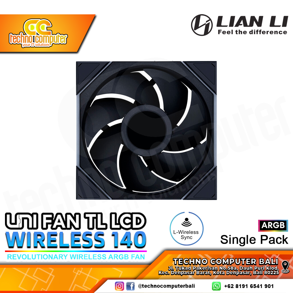 FAN CASING LIAN LI UNI FAN TL LCD Wireless 140 Black - 140mm Single Pack ARGB Fan