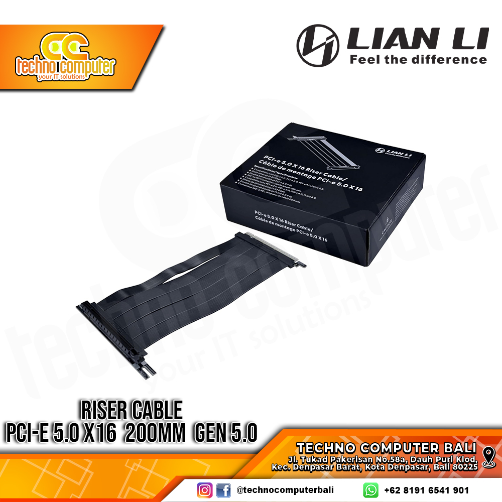 LIAN LI PCI-e 5.0 x16 Riser Cable 200mm Black Gen 5.0