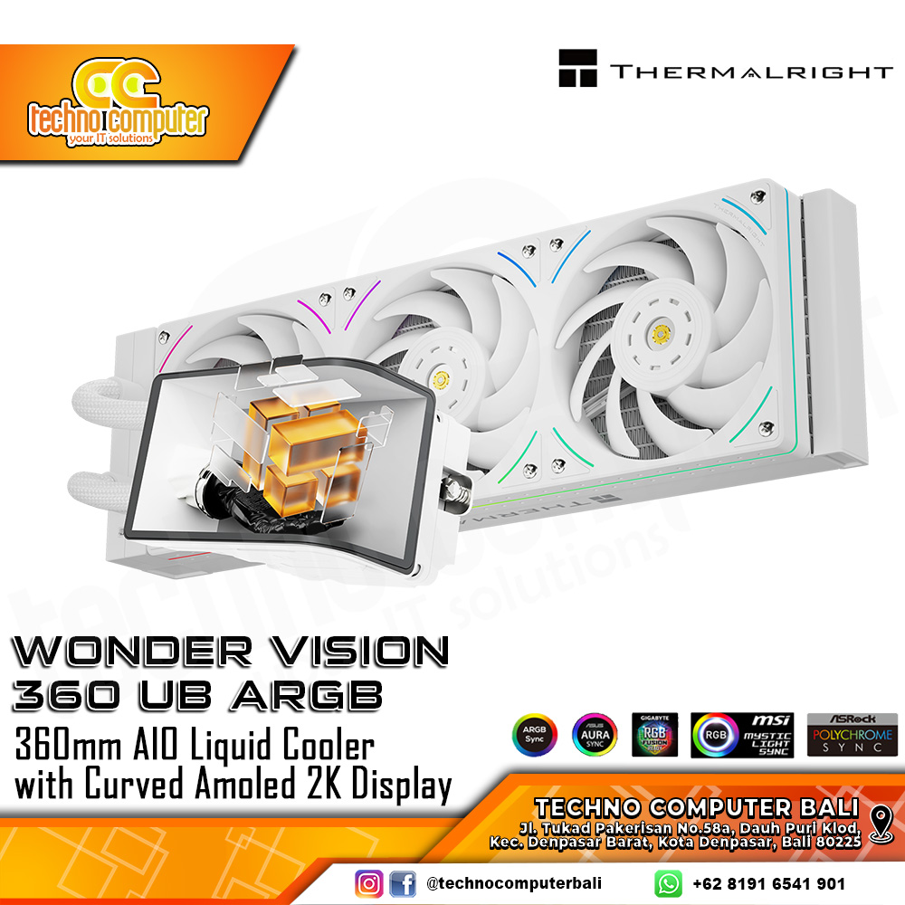 THERMALRIGHT WONDER VISION 360 UB ARGB WHITE with CURVED AMOLED Display - CPU Cooler - 360mm AIO Liq