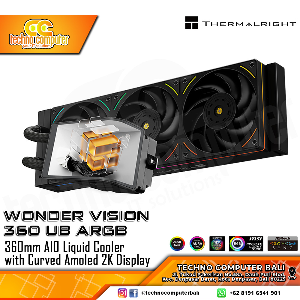 THERMALRIGHT WONDER VISION 360 UB ARGB BLACK with CURVED AMOLED Display - CPU Cooler - 360mm AIO Liq