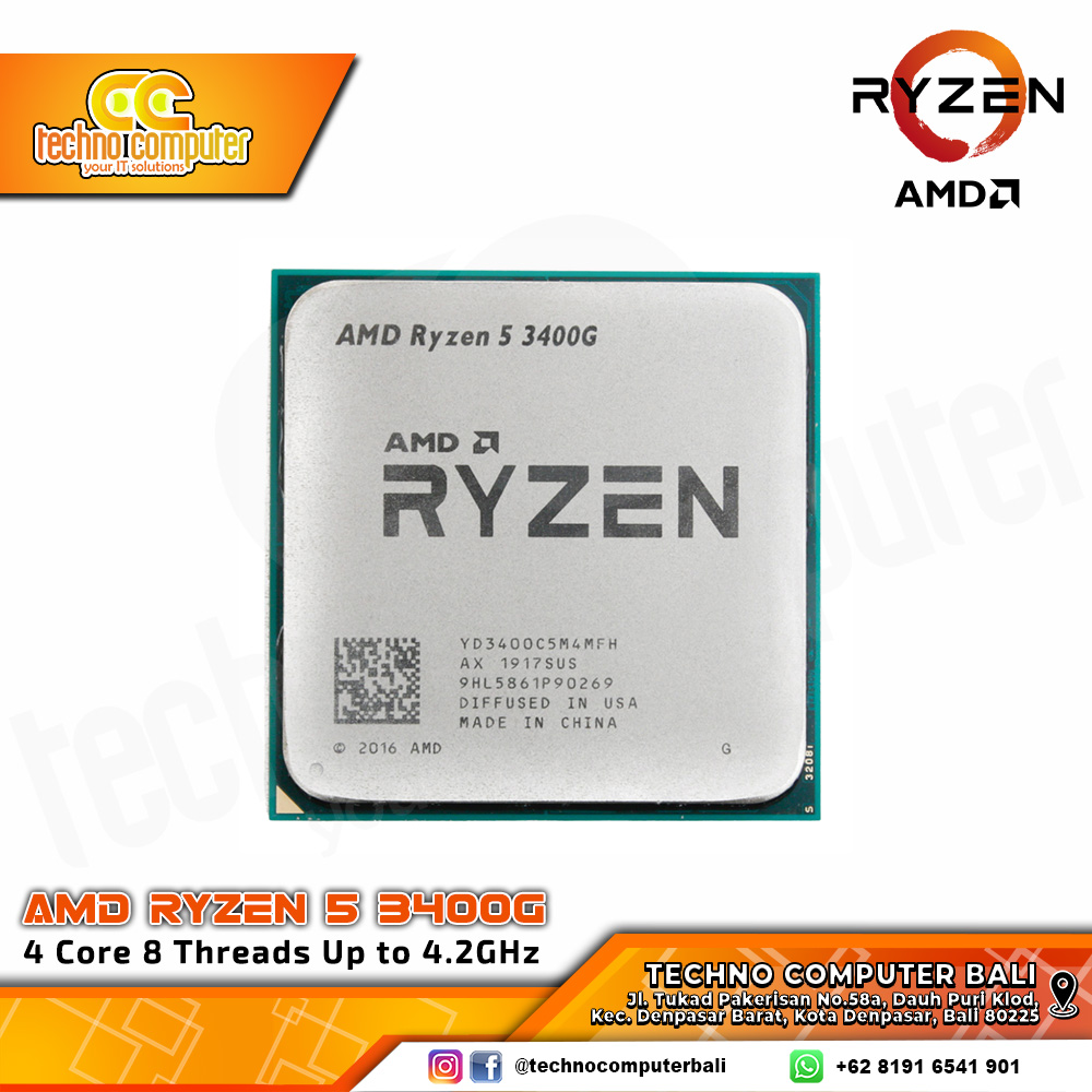 PROCESSOR AMD RYZEN 5 3400G TRAY - 4 Cores 8 Threads Up to 4.2GHz - Socket AM4