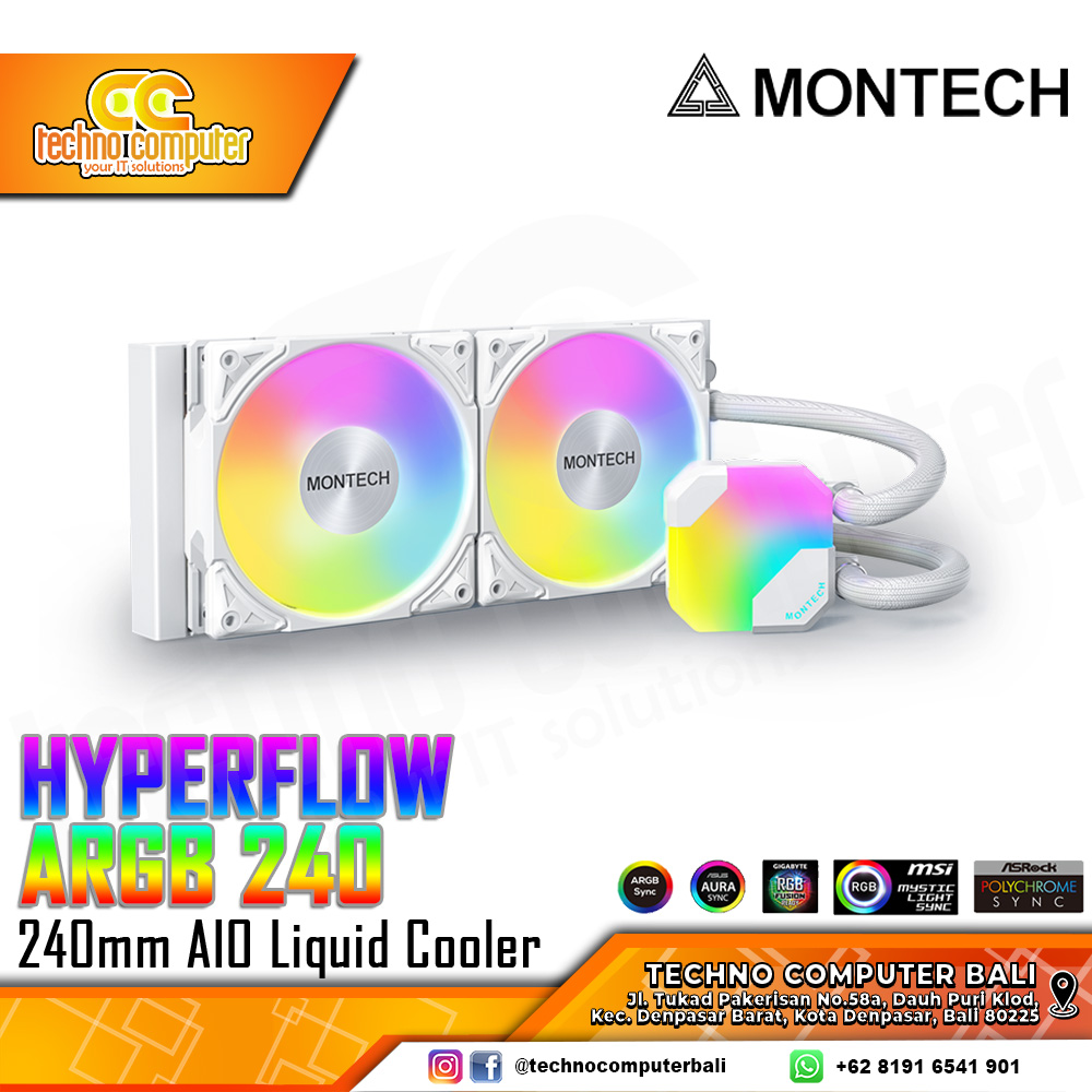 MONTECH HYPERFLOW ARGB 240 White - CPU Cooler - 240mm AIO Liquid Cooler