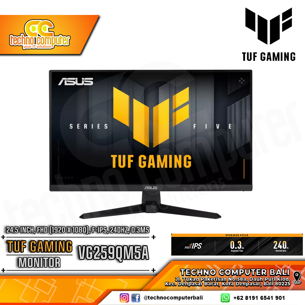 ASUS TUF GAMING VG259QM5A Gaming Monitor - 24.5 inch, FHD (1920 x 1080), Fast IPS, 240Hz, 0.3ms