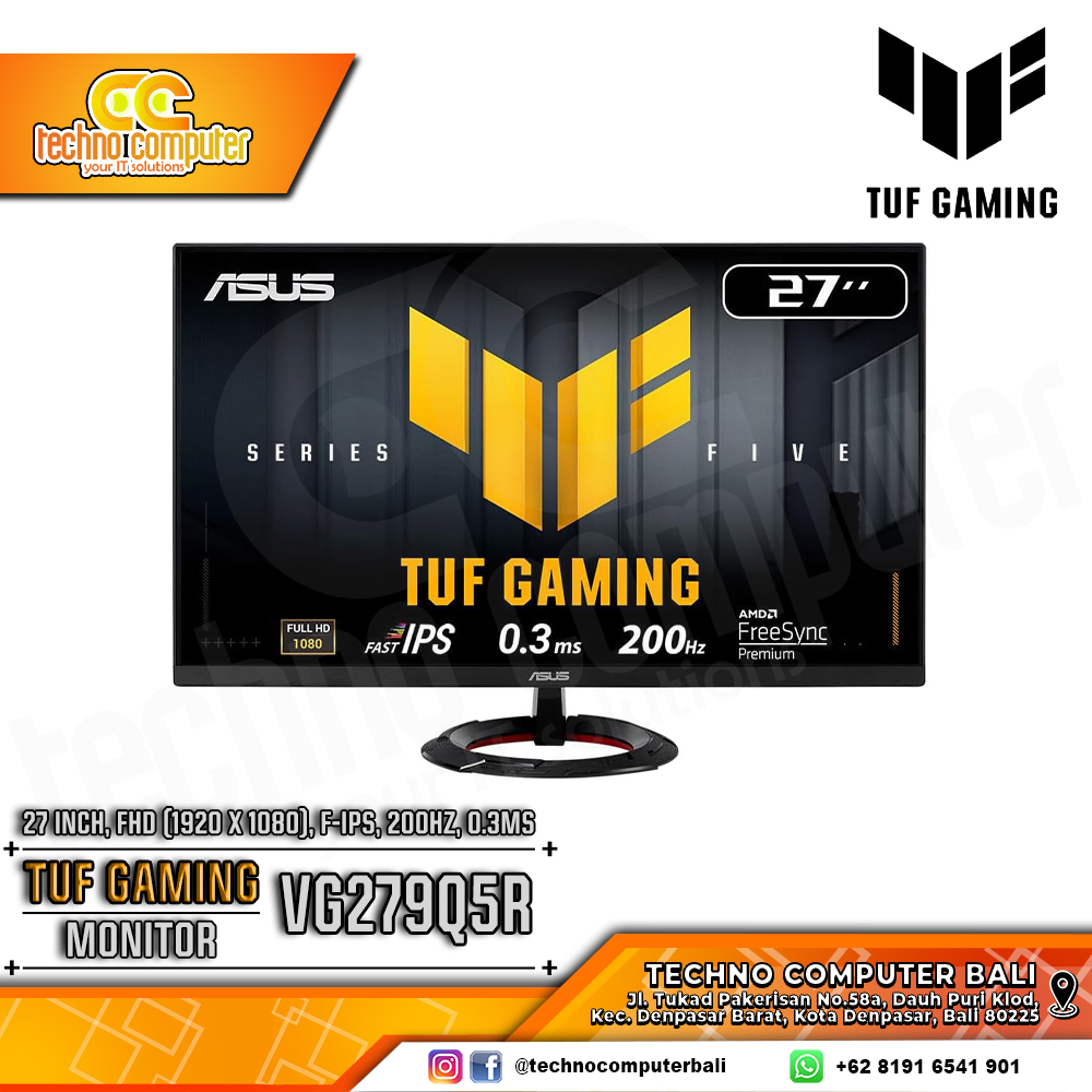 ASUS TUF GAMING VG279Q5R Gaming Monitor - 27 inch, FHD (1920 x 1080), Fast IPS, 200Hz, 0.3ms