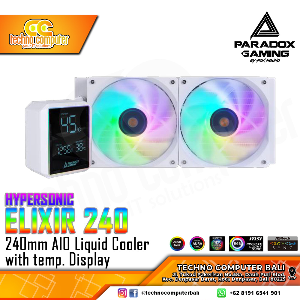 PARADOX GAMING HYPERSONIC ELIXIR 240 WHITE - CPU Cooler - 240mm AIO Liquid Cooler