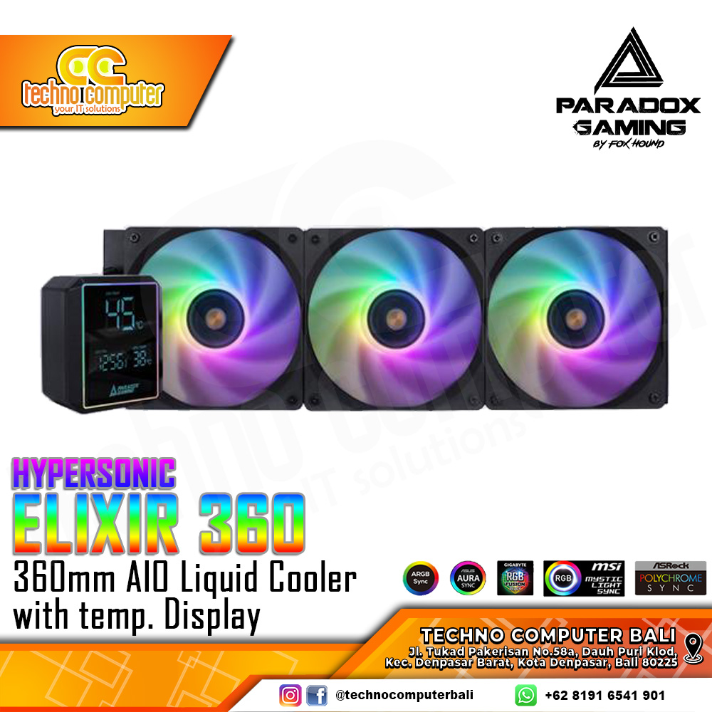 PARADOX GAMING HYPERSONIC ELIXIR 360 BLACK - CPU Cooler - 360mm AIO Liquid Cooler