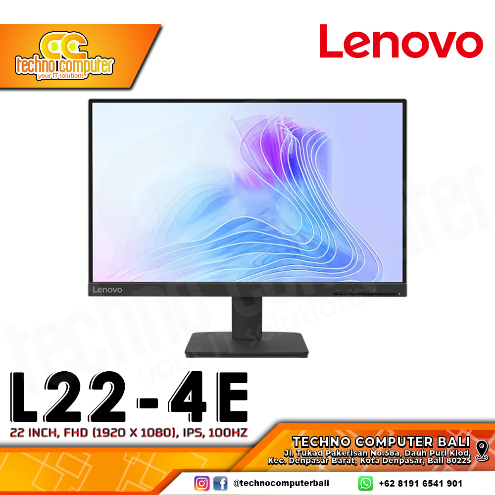 LENOVO L22-4e LED Monitor - 22 inch, FHD (1920 x 1080), IPS, 100Hz