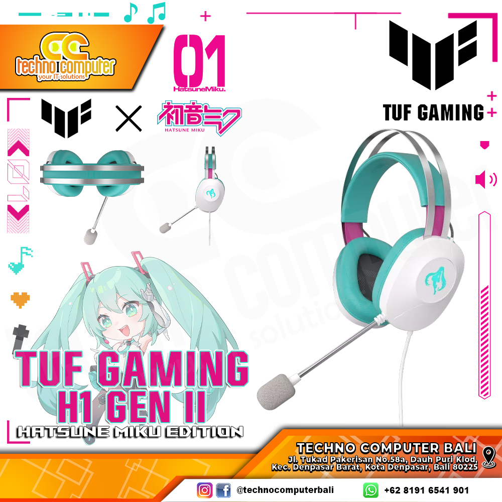 HEADSET ASUS TUF Gaming H1 Gen II Hatsune Miku Edition - Gaming Headset
