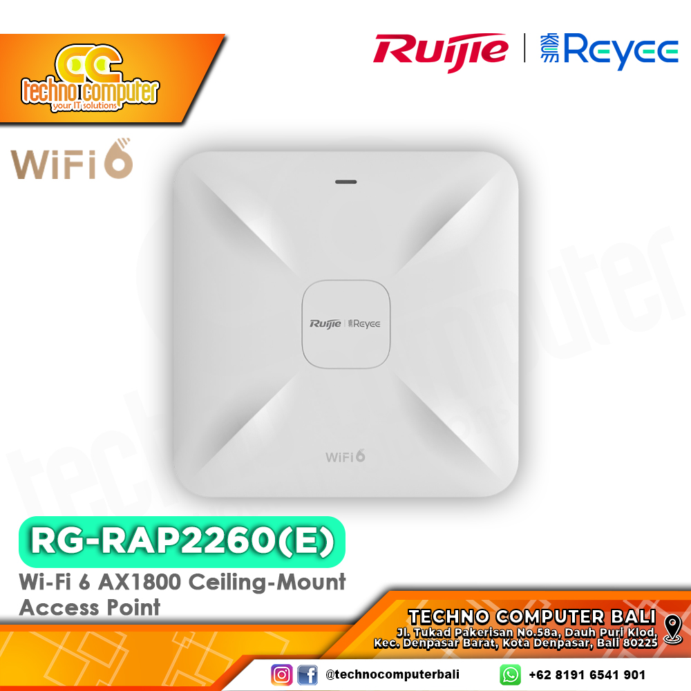 ACCESS POINT RUIJIE/REYEE RG-RAP2260(E) Wi-Fi 6 AX3200 Dual Band Gigabit Ceiling Mount Access Point