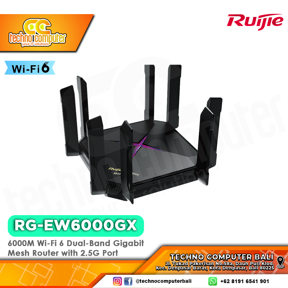 ROUTER RUIJIE/REYEE RG-EW6000GX 6000M Wi-Fi 6 Dual-Band Gigabit Mesh Router with 2.5G Port