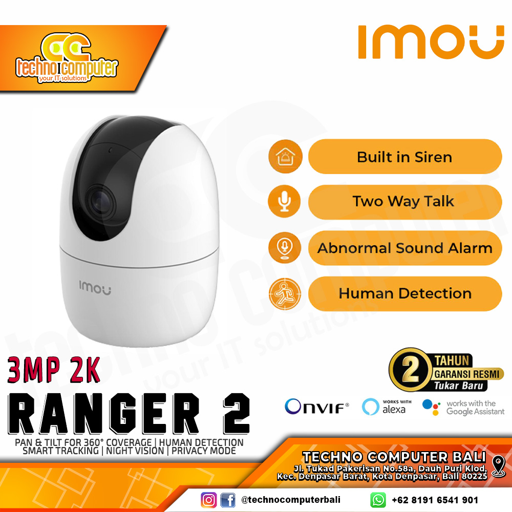 IMOU Ranger 2 3MP 2K INDOOR Smart Wi-Fi Pan & Tilt Camera CCTV