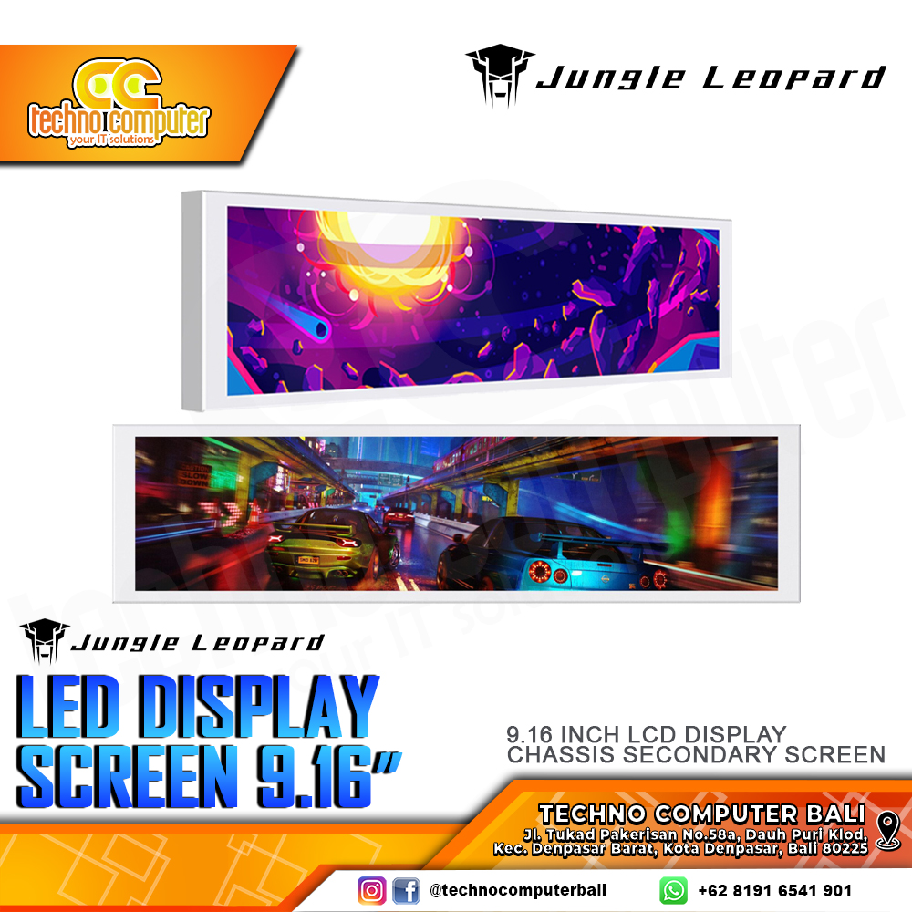 JUNGLE LEOPARD 9.16″ LCD Display Screen HD (1920x480) - White