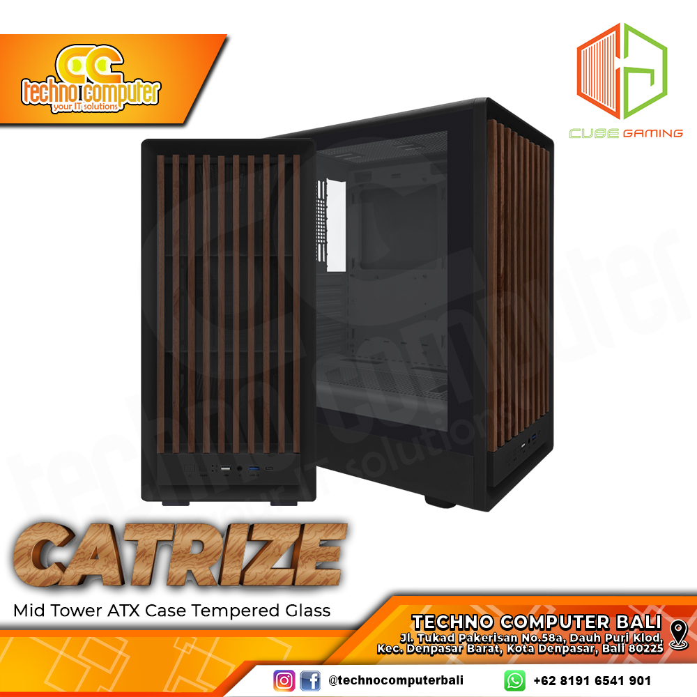 CASING CUBE GAMING CATRIZE Black - Mid Tower ATX Case Tempered Glass