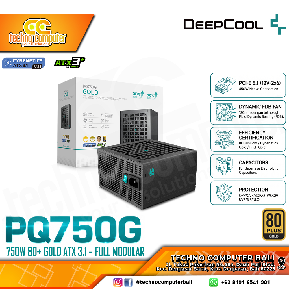 DEEPCOOL GAMERSTORM PQ750G 750W 80+ Gold ATX 3.1 - Full Modular