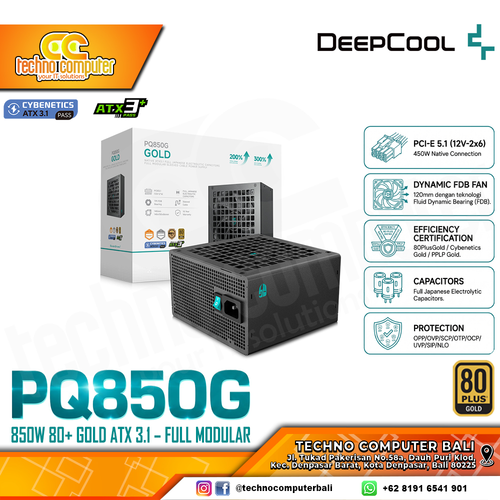 DEEPCOOL GAMERSTORM PQ850G 850W 80+ Gold ATX 3.1 - Full Modular