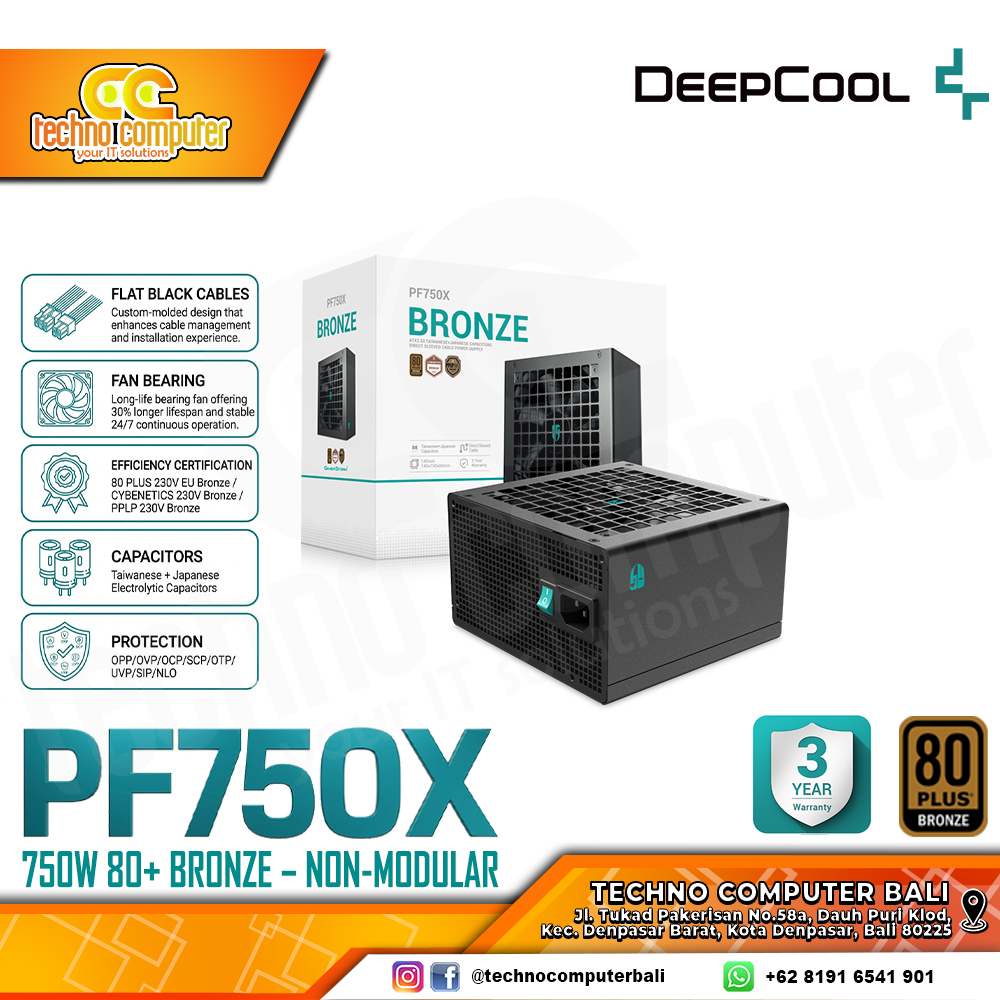 DEEPCOOL GAMERSTORM PF750X Flat Cable 750W 80+ Bronze - Non Modular