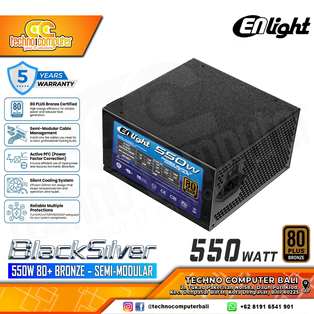 ENLIGHT BLACK SILVER 550W 80+ Bronze - Semi Modular