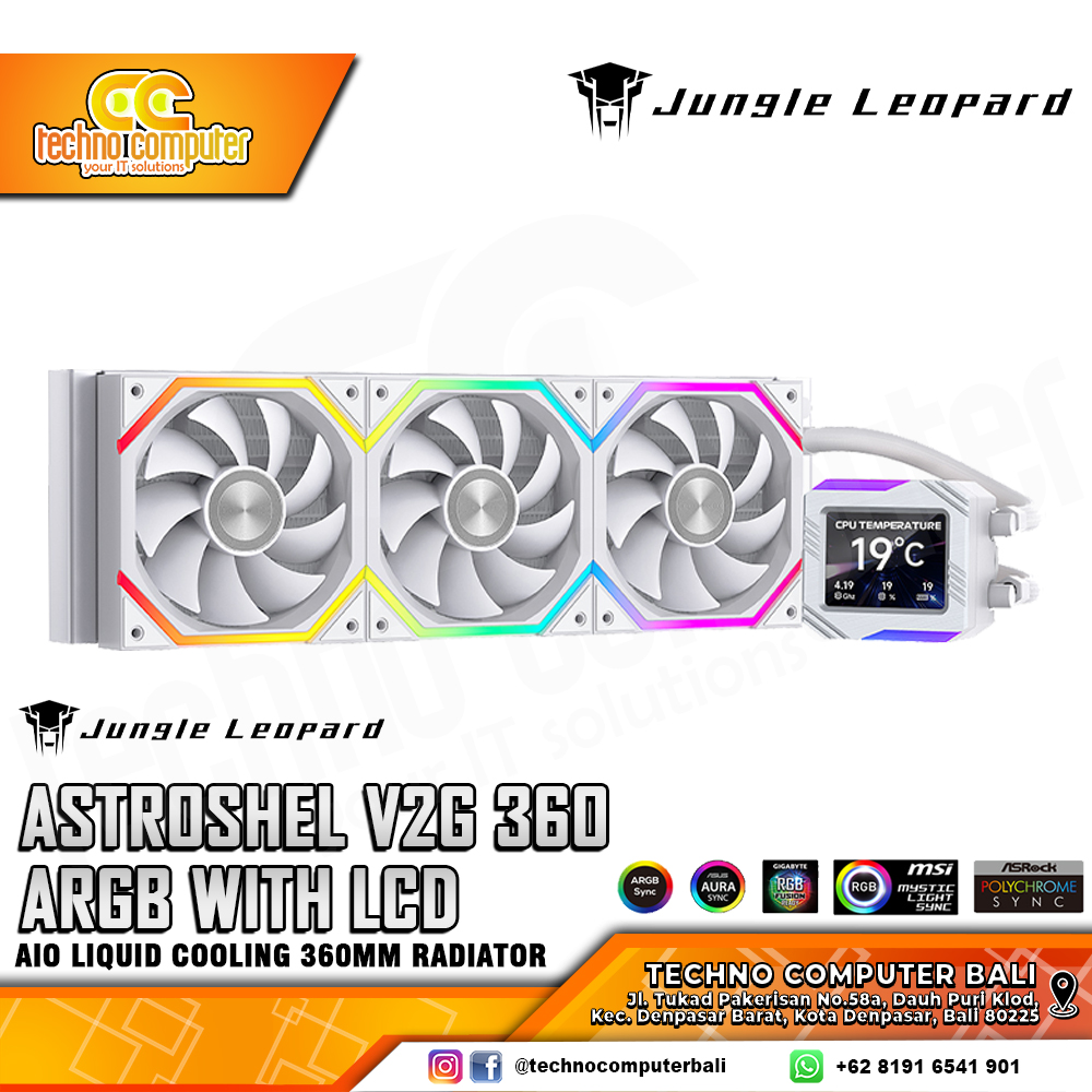 CPU Cooler JUNGLE LEOPARD Astroshel V2G 360 ARGB White with LCD Display - 360mm AIO Liquid Cooler