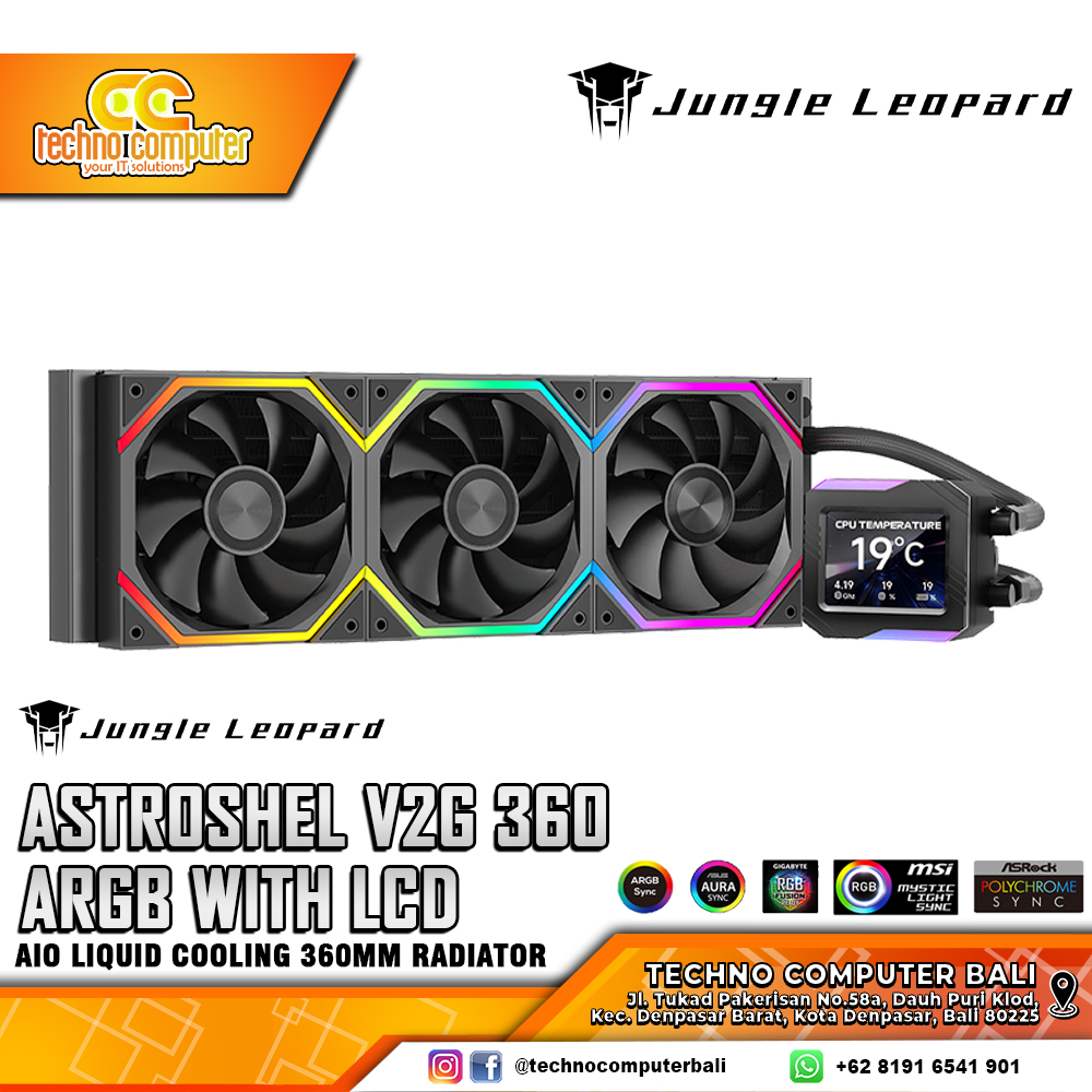 CPU Cooler JUNGLE LEOPARD Astroshel V2G 360 ARGB Black with LCD Display - 360mm AIO Liquid Cooler