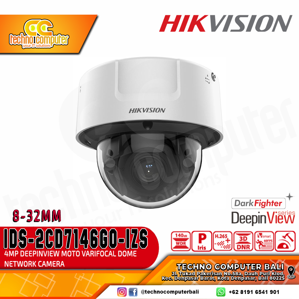 HIKVISION iDS-2CD7146G0-IZS 4MP (8-32mm) (D) (HEP) (SE) INDOOR DeepinView Dome Network Camera CCTV
