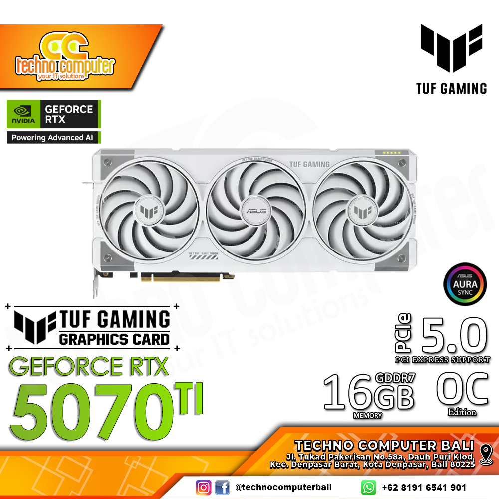 ASUS TUF GAMING NVIDIA GeForce RTX 5070 TI White OC Edition 16GB GDDR7