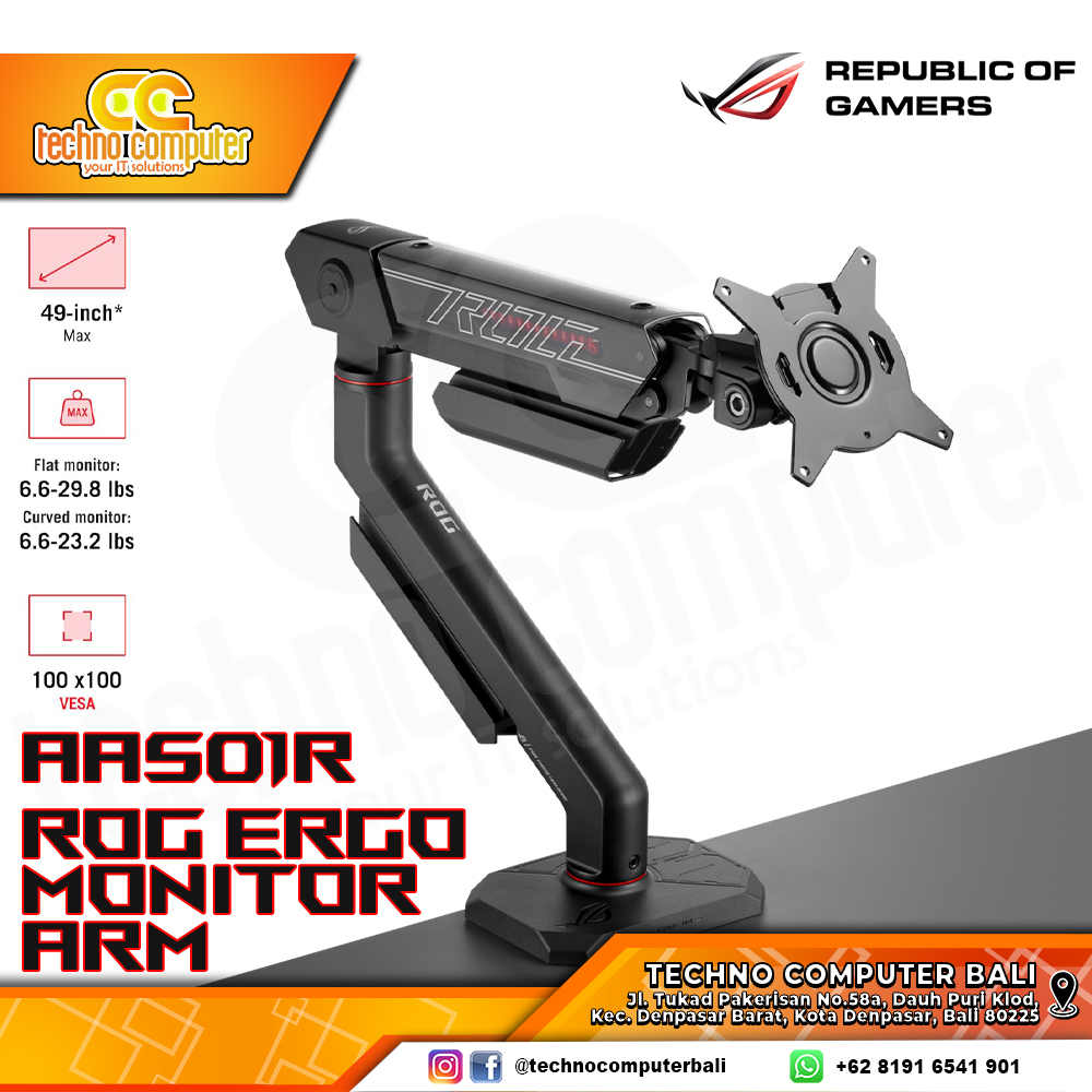 Bracket Monitor TV 27-49inch* ASUS ROG Ergo Monitor Arm AAS01R