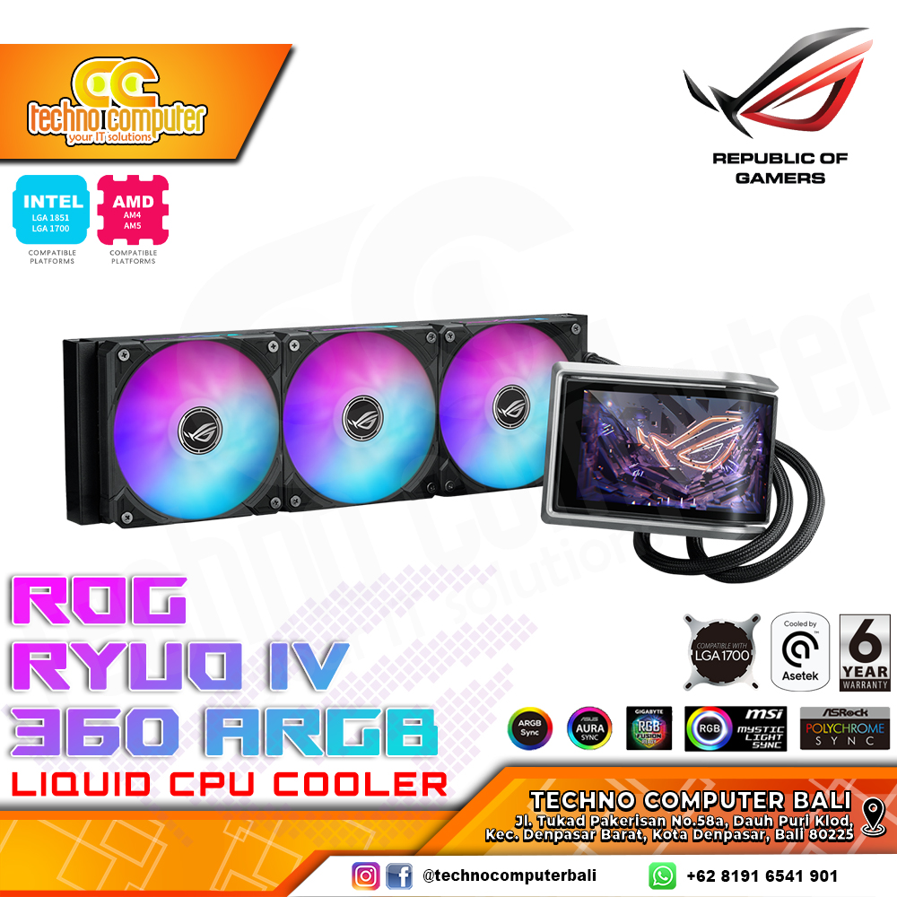 CPU Cooler ASUS ROG RYUO IV 360 ARGB with LCD Display Black - 360mm AIO Liquid Cooler