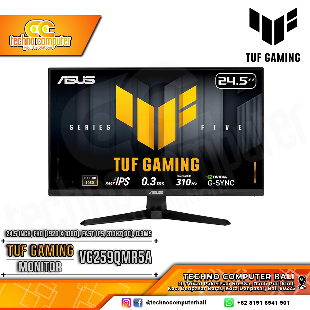ASUS TUF GAMING VG259QMR5A Gaming Monitor - 24.5 inch, FHD (1920 x 1080), Fast IPS, 310Hz(OC), 0.3ms
